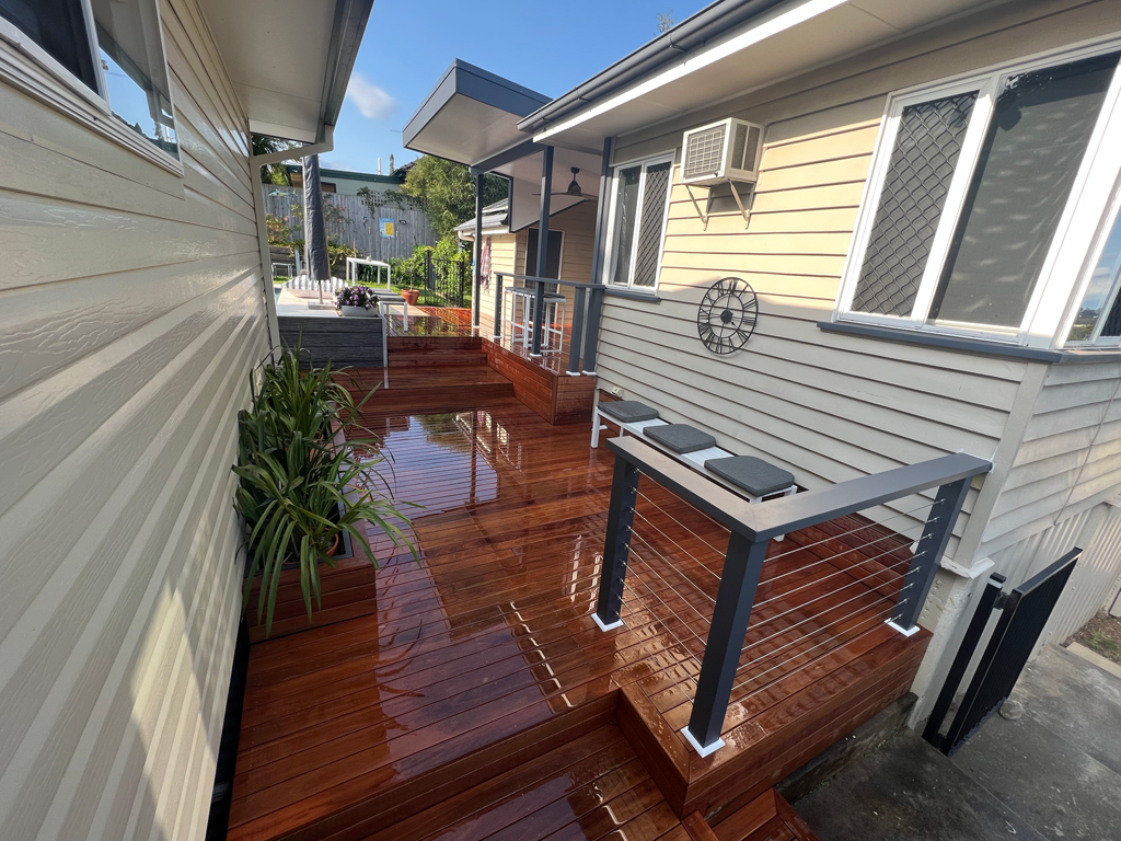 Beautiful timber deck leading to pool area